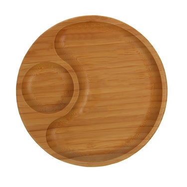Bamboo 2 Section Platter For Appetizers / Barbecue /